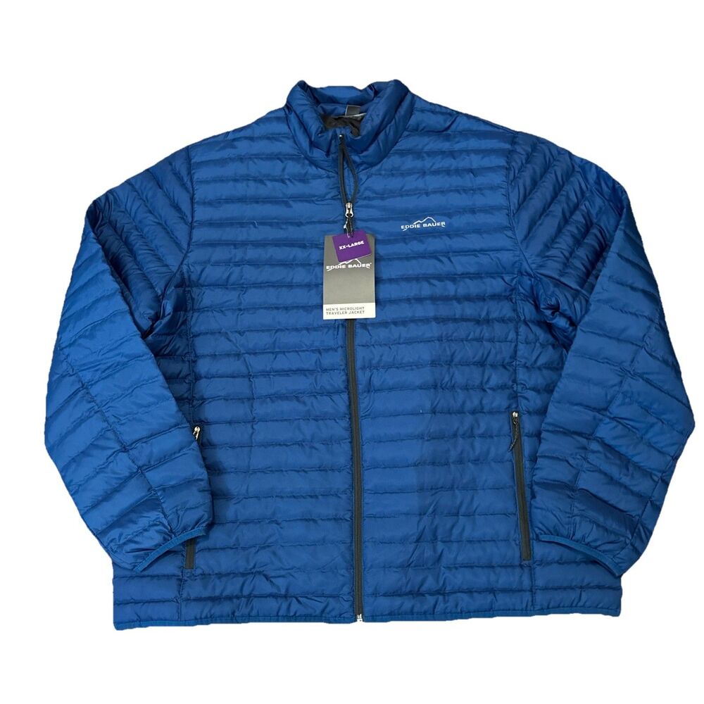Eddie Bauer Microlight Traveler Jacket Mens XXL Blue 650 Fill Down NWT